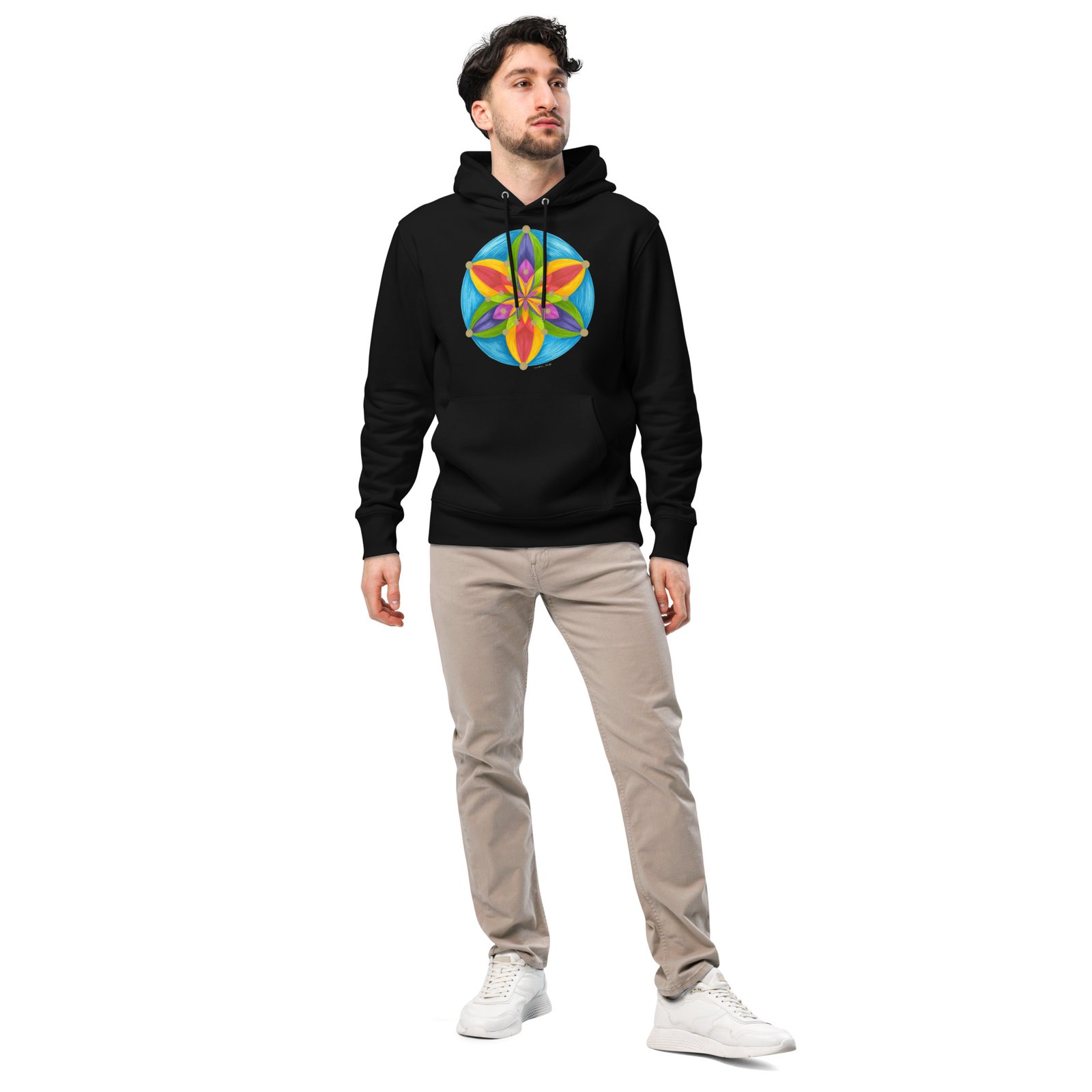 unisex-essential-eco-hoodie-black-front-67b64f6564b03.jpg Universal Bloom - Organic Cotton Hoodie, dark colors
