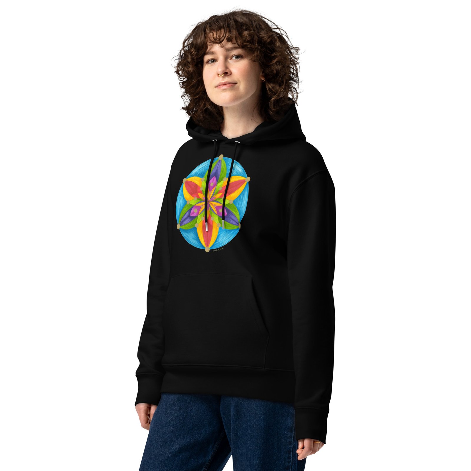 unisex-essential-eco-hoodie-black-front-67b64f6564c57.jpg Universal Bloom - Organic Cotton Hoodie, dark colors
