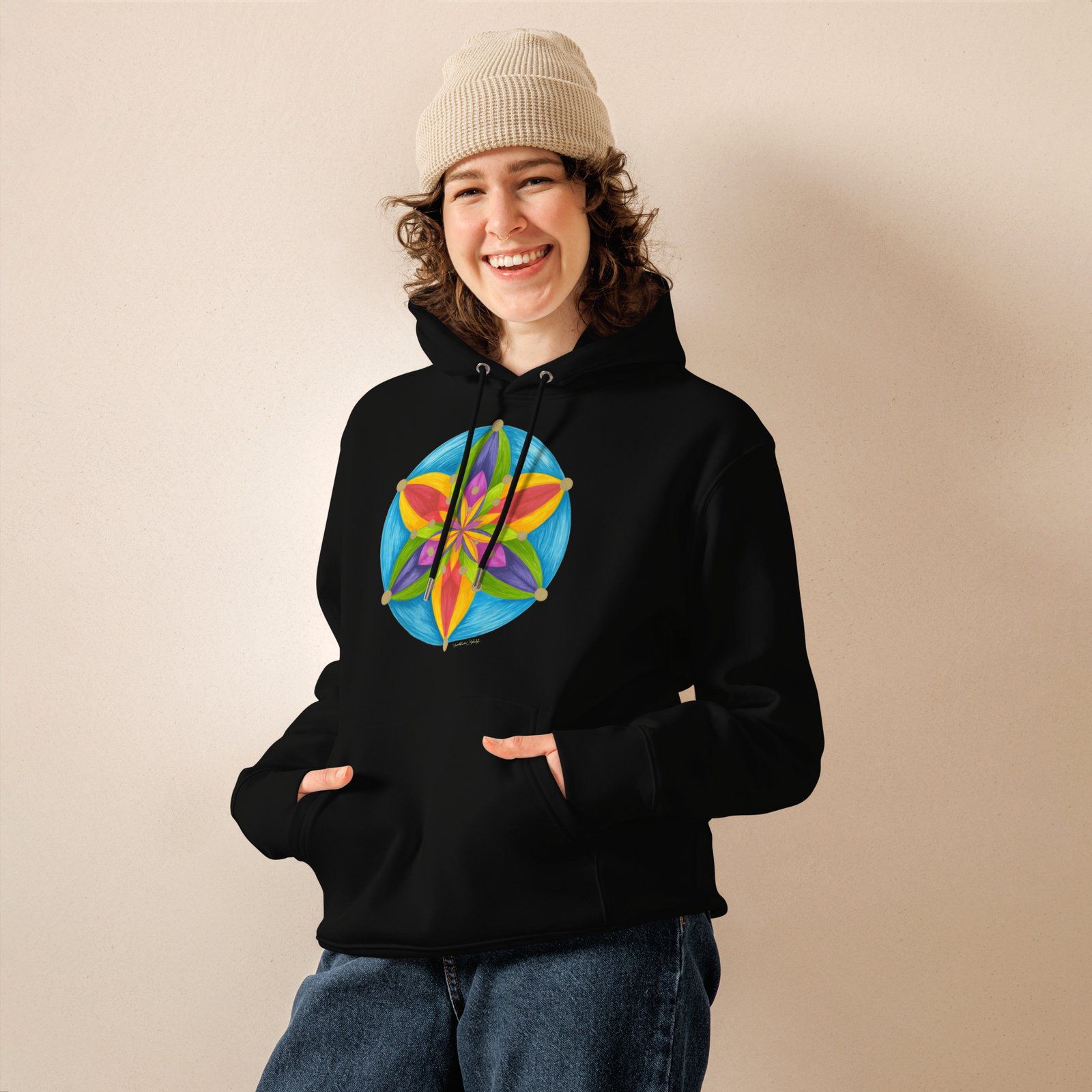 unisex-essential-eco-hoodie-black-front-67b64f6564da7.jpg Universal Bloom - Organic Cotton Hoodie, dark colors