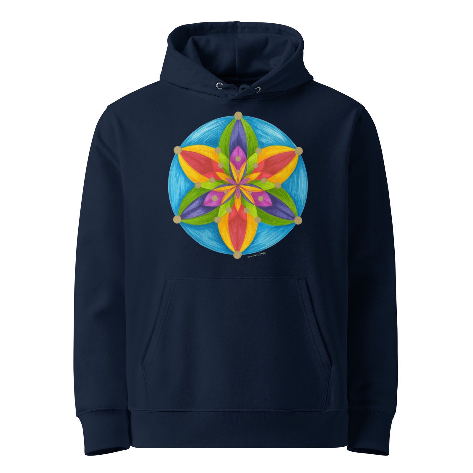 unisex-essential-eco-hoodie-french-navy-front-67b64f6564efd.jpg Universal Bloom - Organic Cotton Hoodie, dark colors