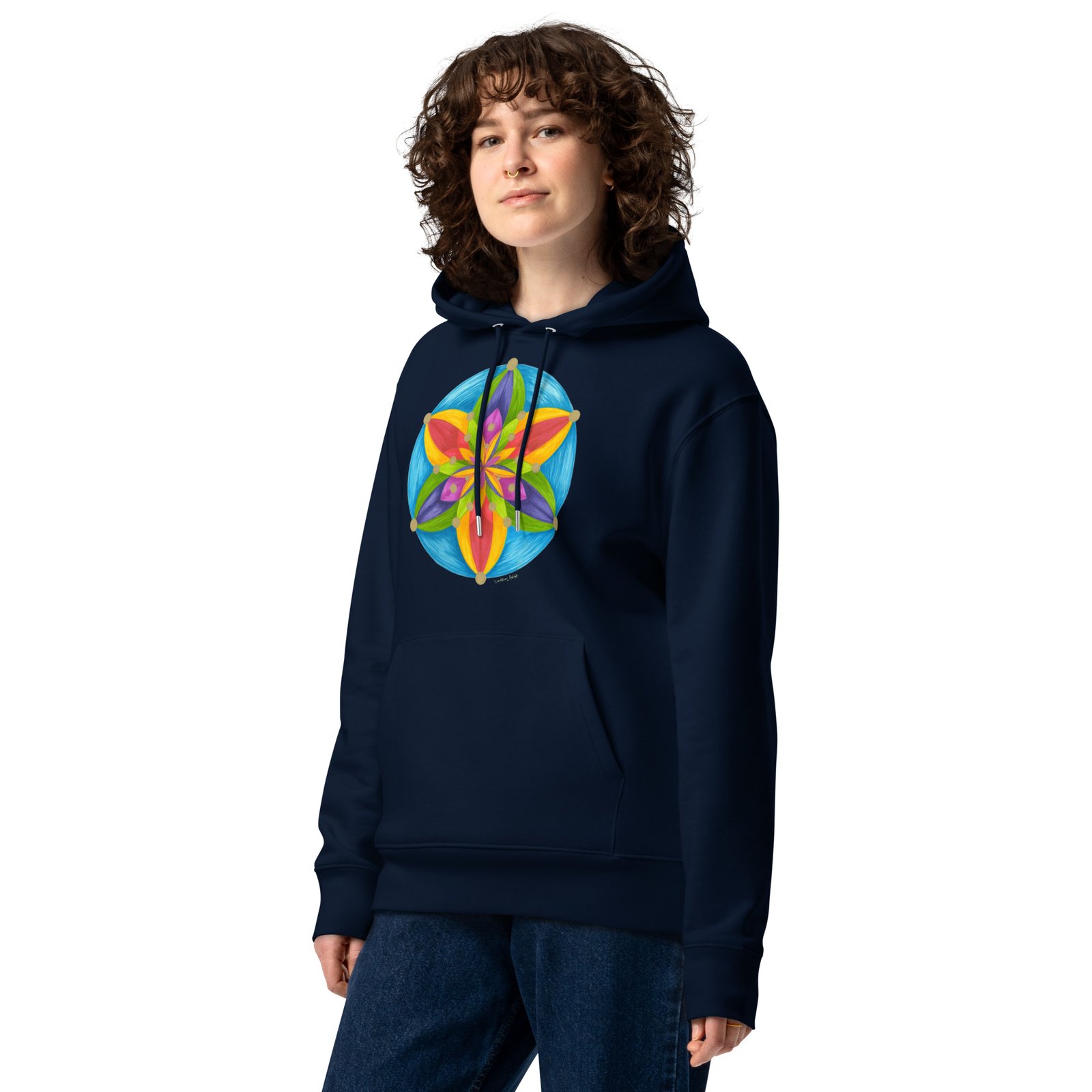 unisex-essential-eco-hoodie-french-navy-front-67b64f65655e1.jpg Universal Bloom - Organic Cotton Hoodie, dark colors