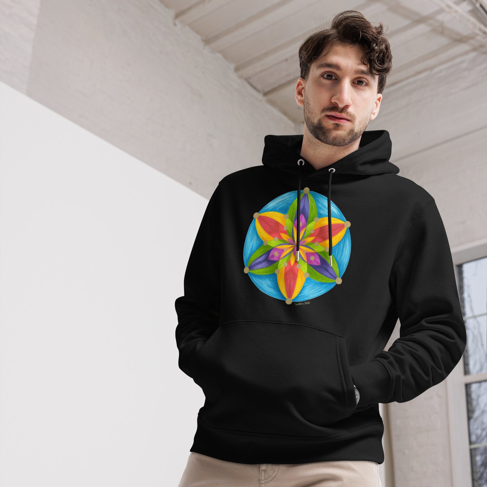 unisex-essential-eco-hoodie-black-front-67fffb4ebde42.jpg Universal Bloom - Organic Cotton Hoodie, dark colors