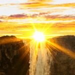 waterfalls during sunset