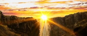 waterfalls during sunset