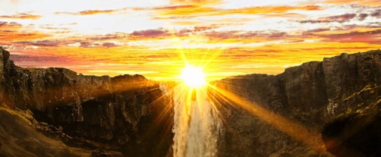 waterfalls during sunset