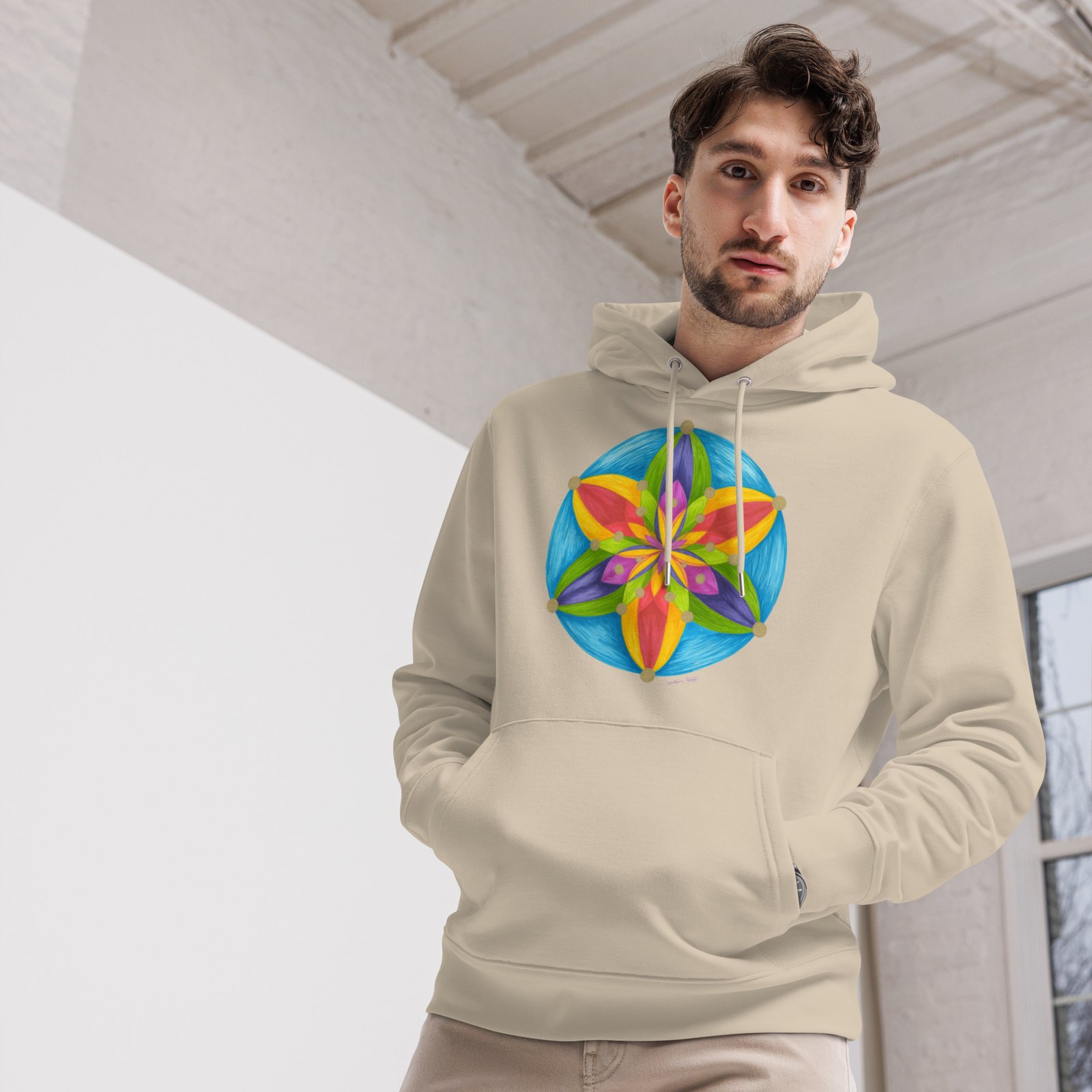 unisex-essential-eco-hoodie-desert-dust-front-698a5e3126e93.jpg Universal Bloom Organic Cotton Hoodie