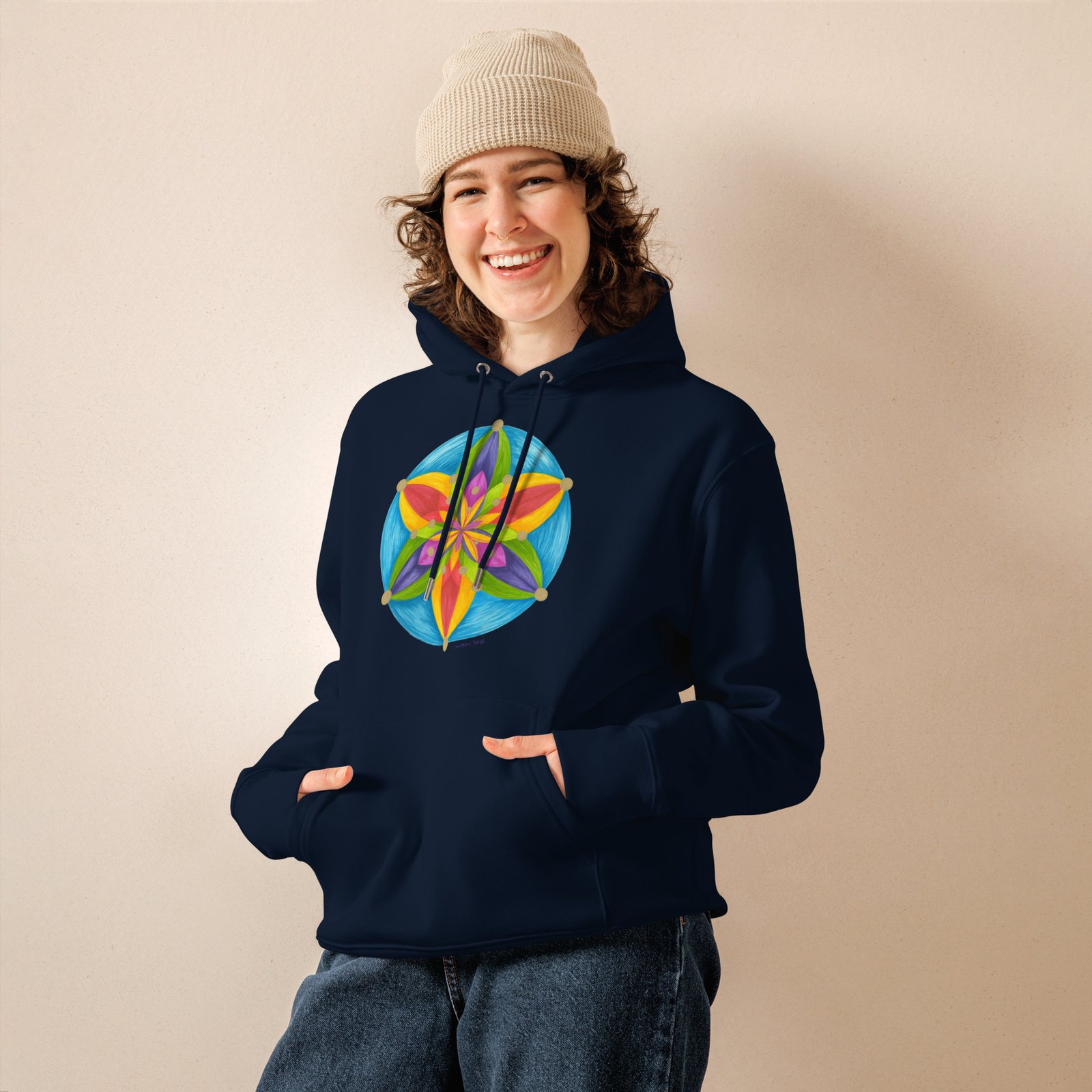 unisex-essential-eco-hoodie-french-navy-front-698a5e312800e.jpg Universal Bloom Organic Cotton Hoodie