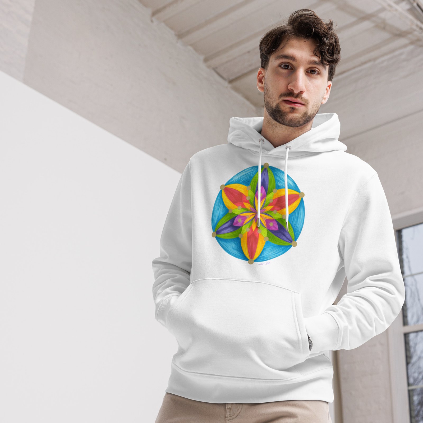 unisex-essential-eco-hoodie-white-front-698a5e3129c9e.jpg Universal Bloom Organic Cotton Hoodie