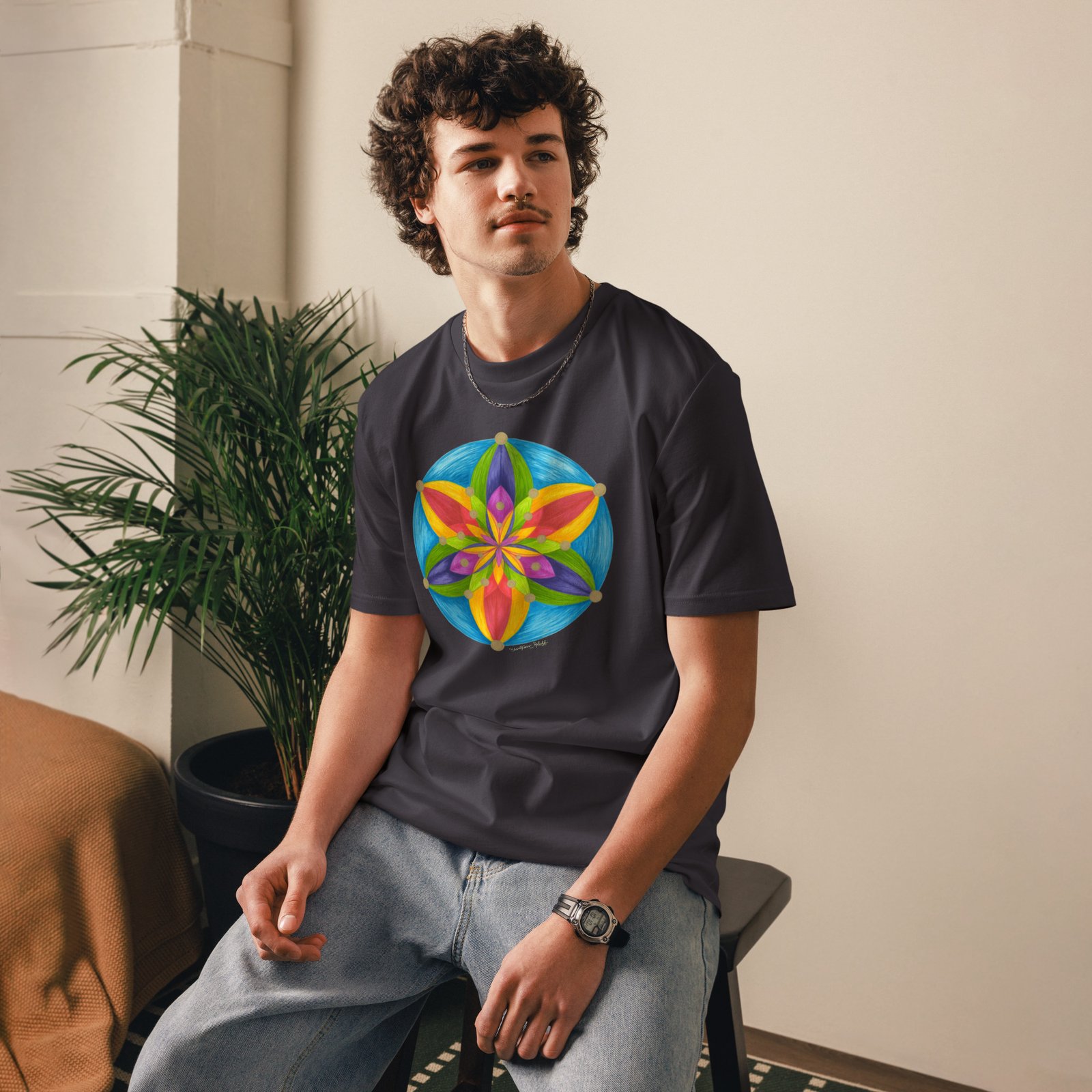 unisex-organic-cotton-t-shirt-anthracite-front-698a5bb164439.jpg Universal Bloom Organic Cotton T-shirt