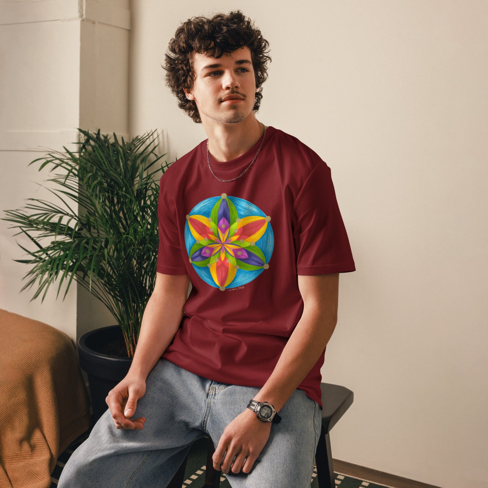 unisex-organic-cotton-t-shirt-burgundy-front-698a5bb160b0d.jpg Universal Bloom Organic Cotton T-shirt