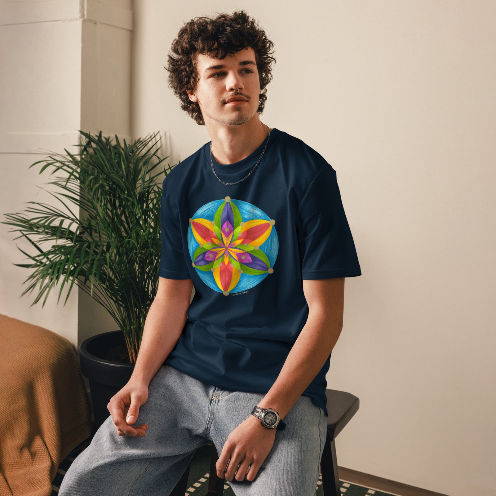 unisex-organic-cotton-t-shirt-french-navy-front-698a5bb15c5d9.jpg Universal Bloom Organic Cotton T-shirt