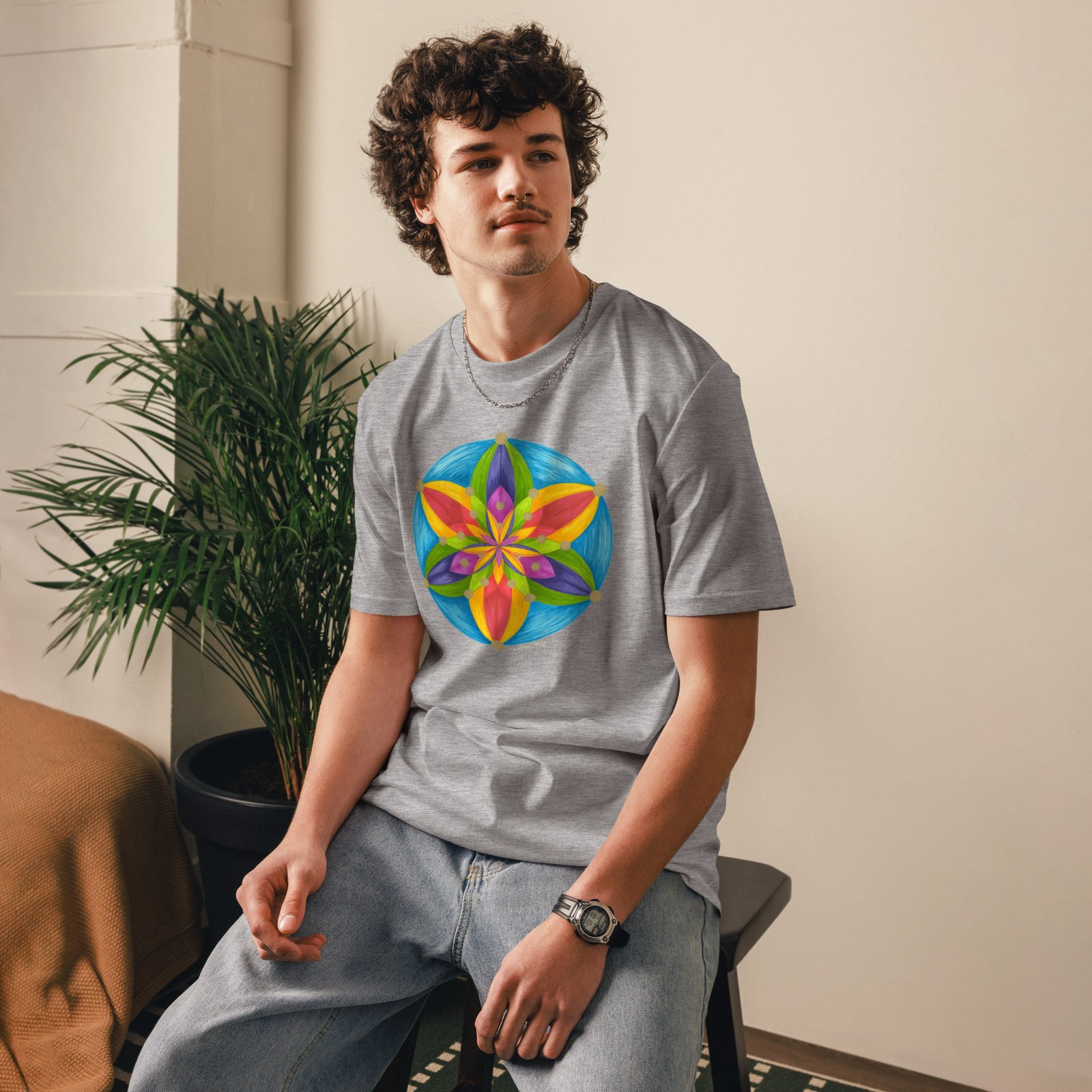 unisex-organic-cotton-t-shirt-heather-grey-front-698a5bb17d57b.jpg Universal Bloom Organic Cotton T-shirt